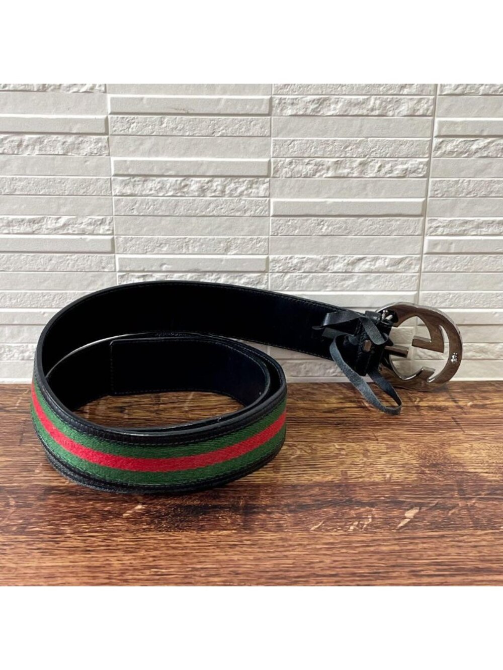 Gucci GG Interlocking Buckle Belt Sherry Leather Silver - Picture 3 of 10